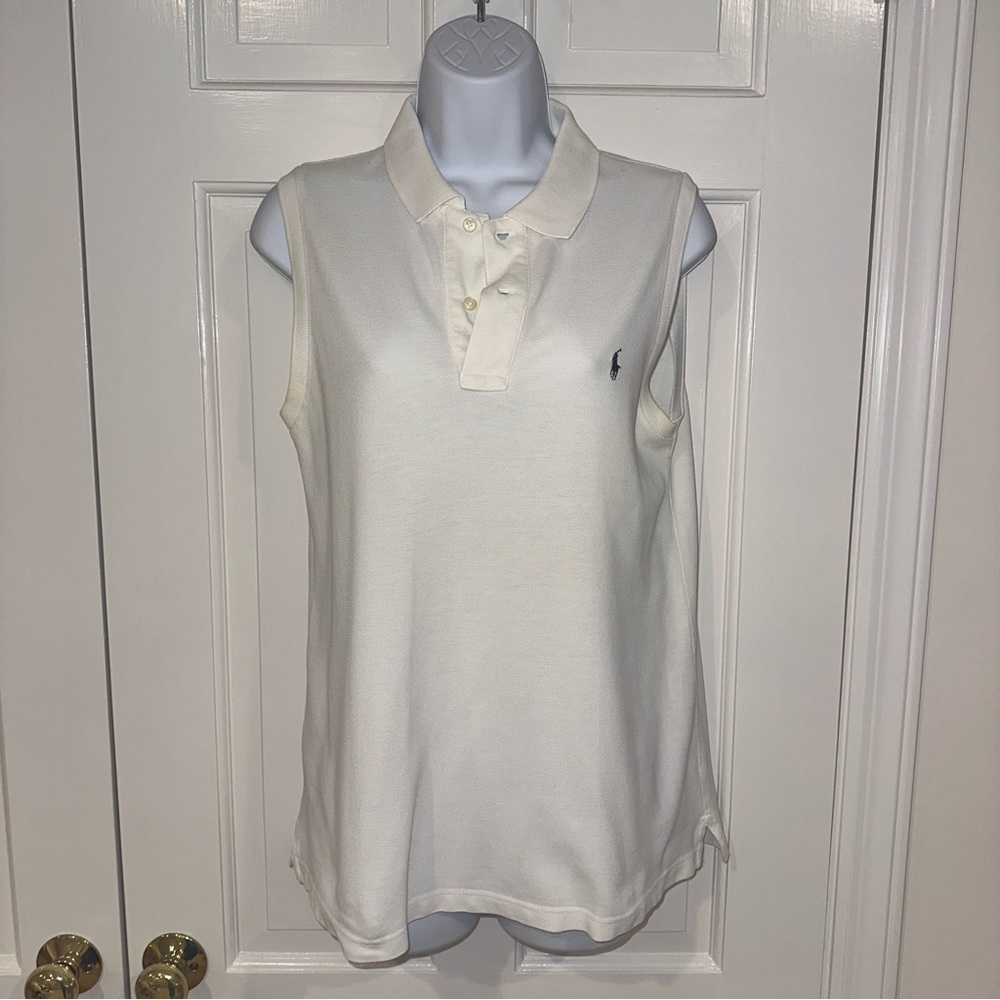 Ralph Lauren Polo Spirt women’s white 100% cotton sleeveless polo size large